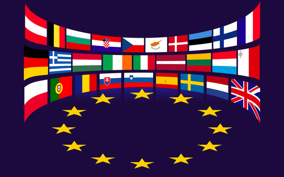 European Union Flags & EU flag. Credit: GDJ