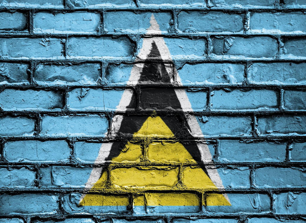 Saint Lucia flag graffiti (title). Credit: David Peterson