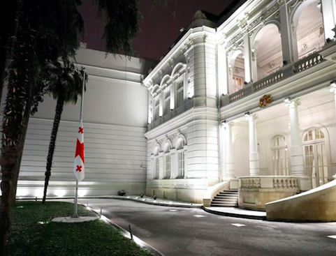 Palace of President of Georgia half-mast on Soviet Occupation Day of Georgian 2021. Credit to 1TV