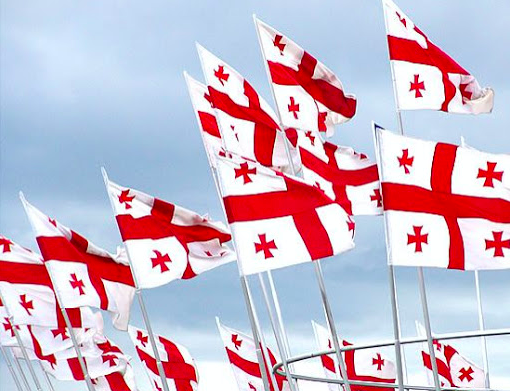 Georgian State Flags. Credit to Newpress