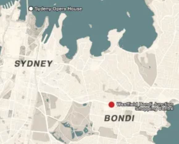 The location of the attack in Bondi. Credit to Metro UK