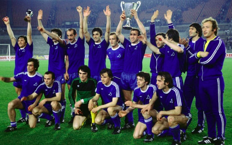  The Dinamo Tbilisi celebrate with the European Cup Winner trophy. Credit: The Guardian/Action Images