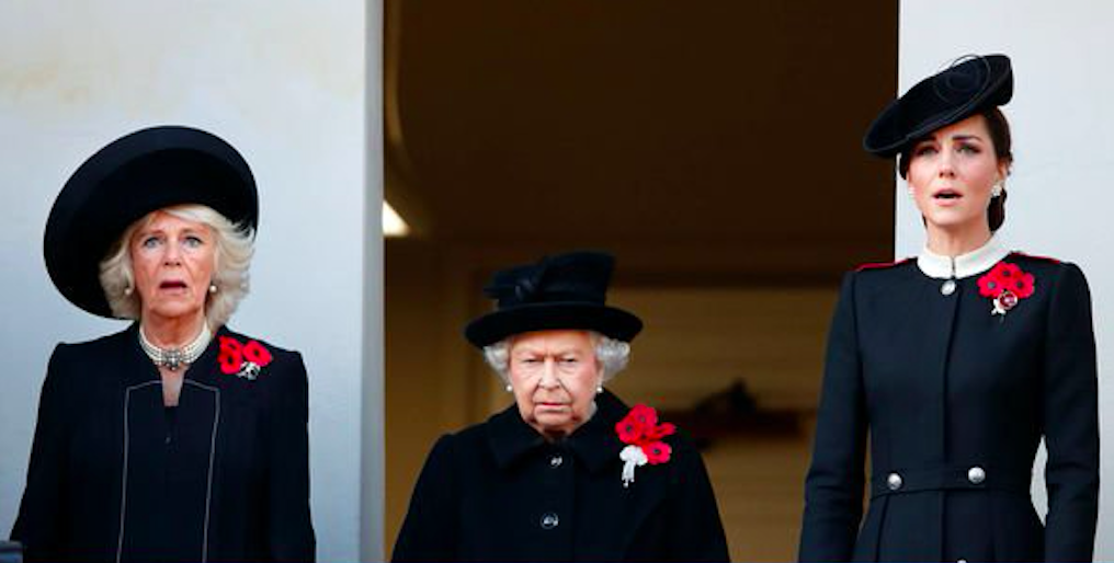 Camilla, the Queen, and Kate on Armistice Day 2019. Credit: The Express/Getty Images