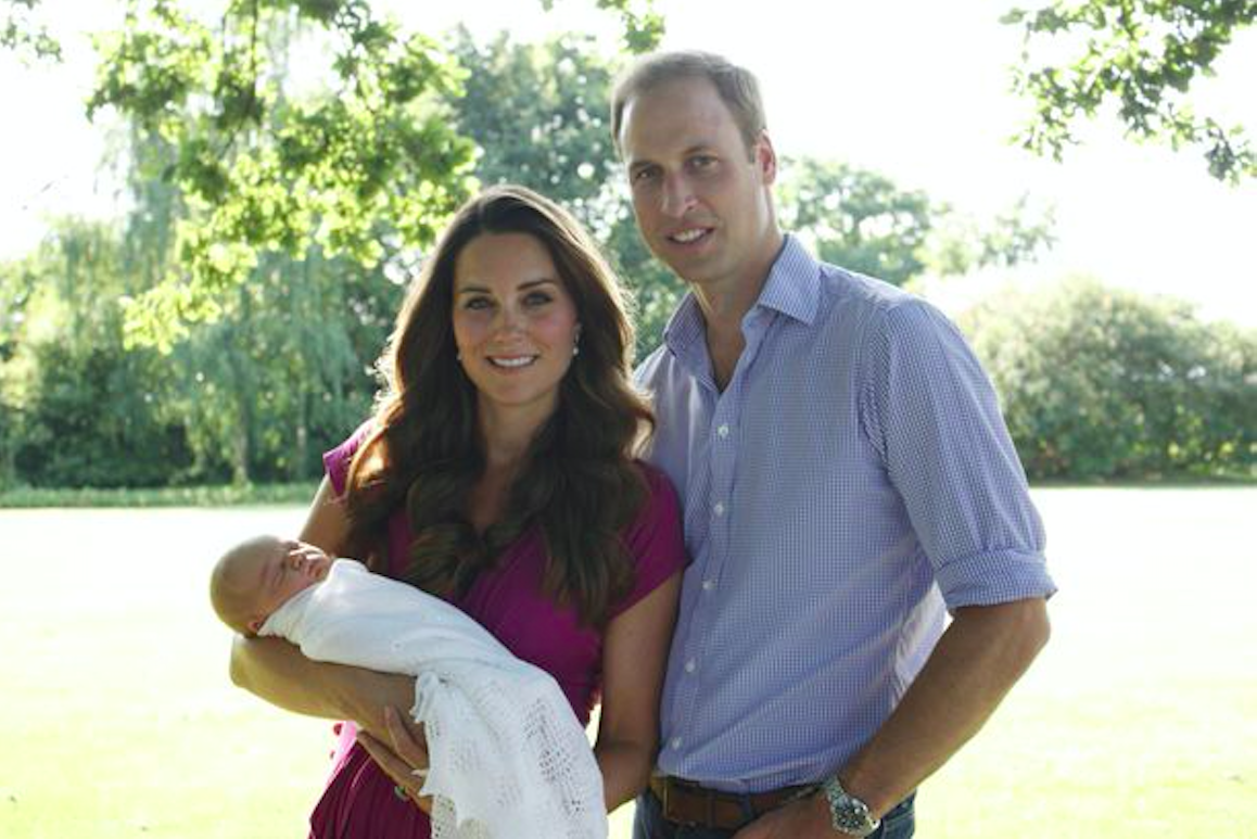 Kate and William with their firstborn shortly after his birth. Credit: PA