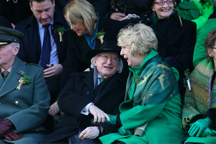 President of Ireland Michael D Higgins with wife Sabina at St Patrick's Day in Dublin city centre. Credit: Stephen Collins/The Irish Mirror