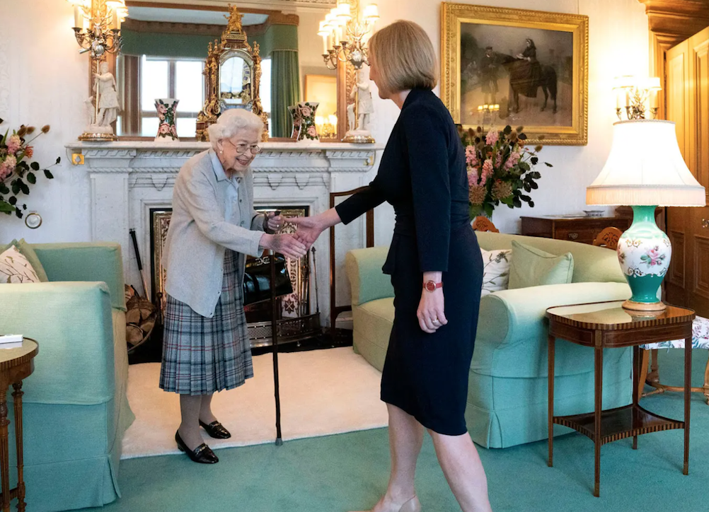 Prime Minister Liz Truss met Queen Elizabeth II at Balmoral, Scotland on 6 September 2022. Credit to Jane Barlow/AP
