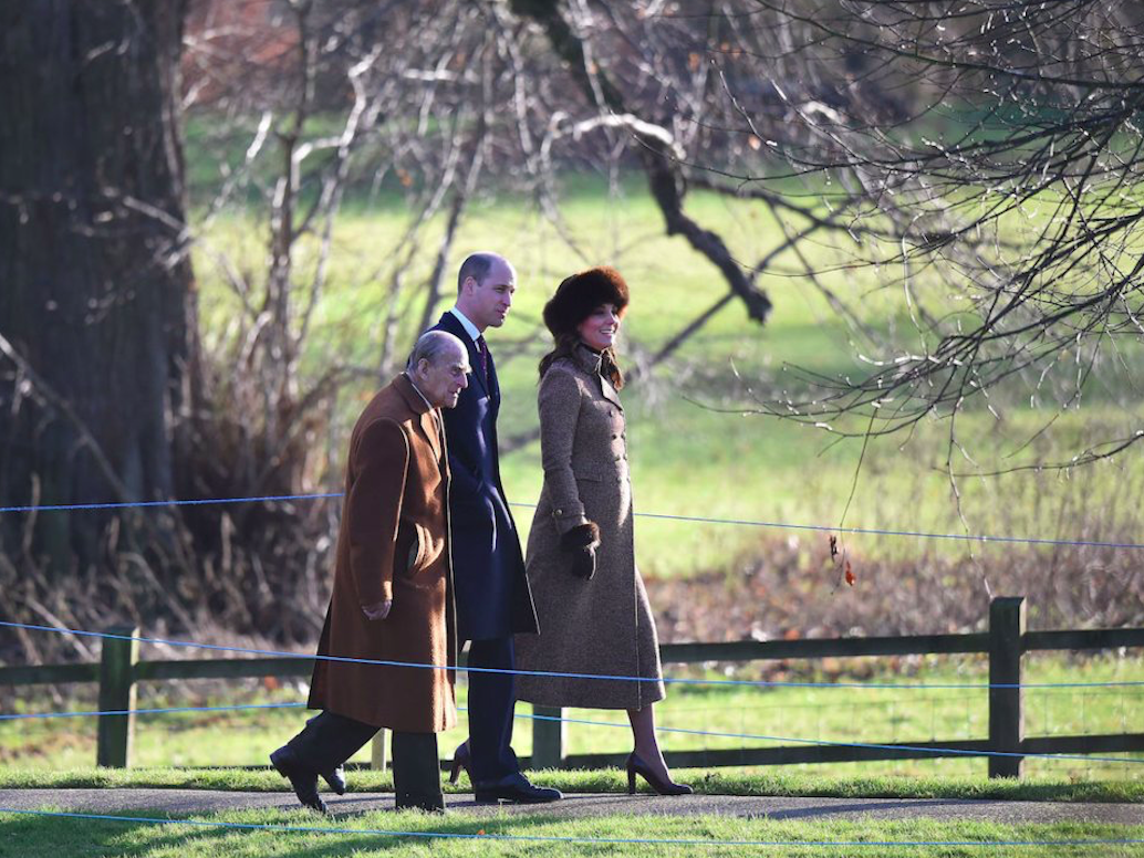 Prince Philip enjoys a long country walk with Duke and Duchess of Cambridge in 2018. Credit: Joe Giddens/PA/Getty Images