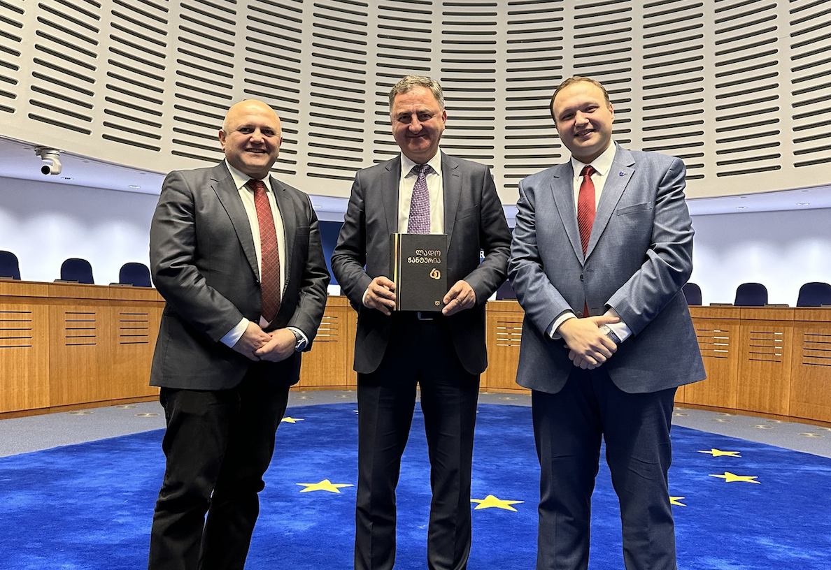 Prof. Giorgi Goradze (L), Prof. Lado Chanturia (C), and Prof. Dimitri Gegenava (R). Credit to SabaUni