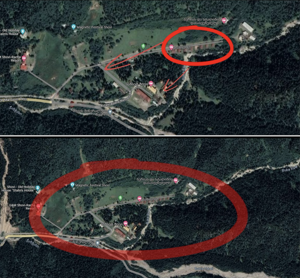 The Shovi landslide. Screengrab/BRAMS