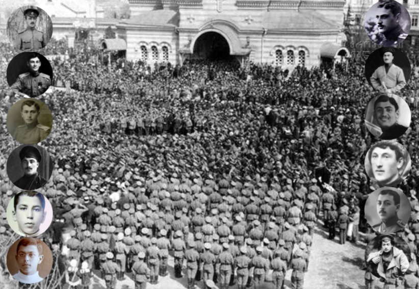 The cadets at the Cathedral on Rustaveli Avenue. Credit to Kvira/BRAMS