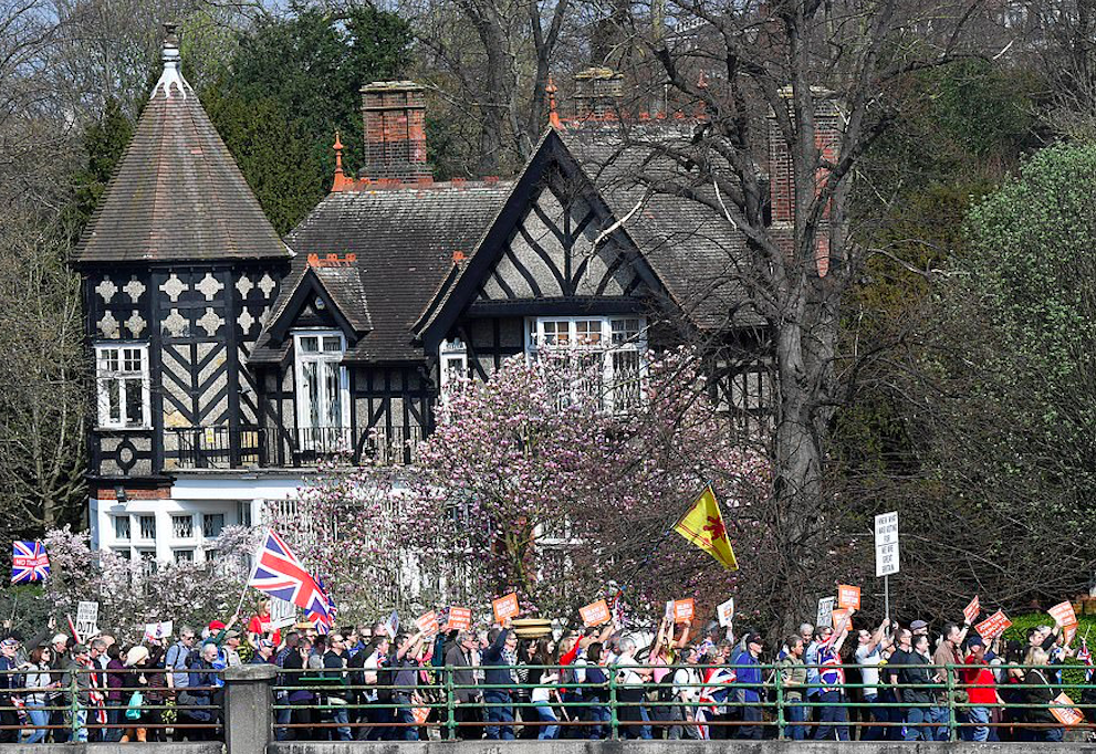 The last stage of the March to Leave route took less than three hours to begin trailing into Parliament Square from Chiswick in west London. Credit: The Daily Mail/Reuters
