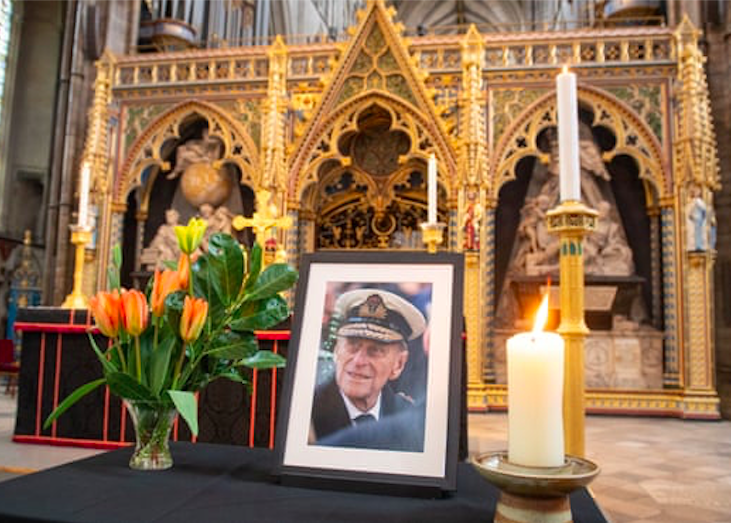 A photograph of the Duke of Edinburgh is displayed at Westminster Abbey, London. Credit to Dominic Lipinski/PA