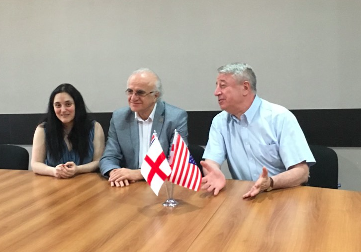 Founding Director of the Ambris Institute, President of Grigol Robakidze University, and President of Georgian Association for American Studies at the presentation (L-R). Credit to BRAMS/DT