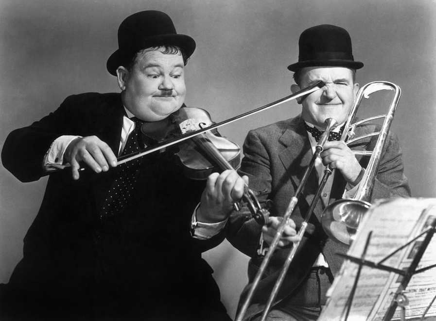 Hardy and Laurel. Screengrab from All Aboard for Skinker's Swamp