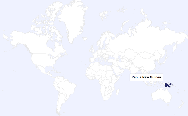 Papua New Guinea on the world map