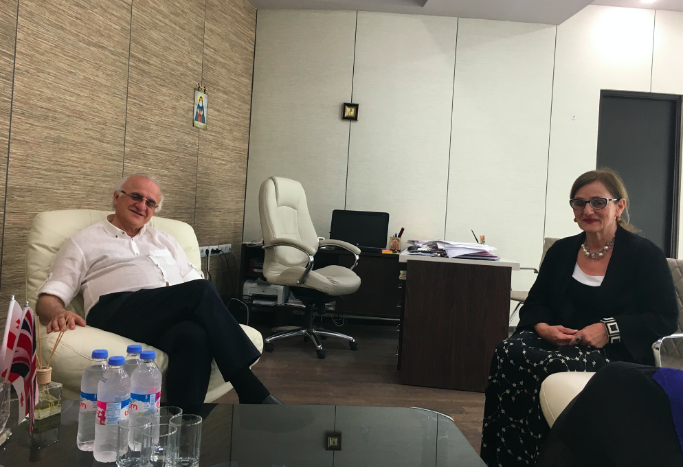 Professor Mamuka Tavkhelidze (L) and Professor Diana Tkebuchava (R) at the meeting with Professor Ramsden. Credit to BRAMS/MN
