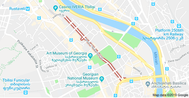 Revaz Tabukashvili Street in Tbilisi centre. Credit: GoogleMaps