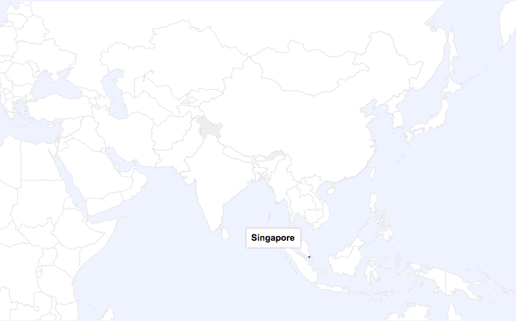 Singapore on the world map