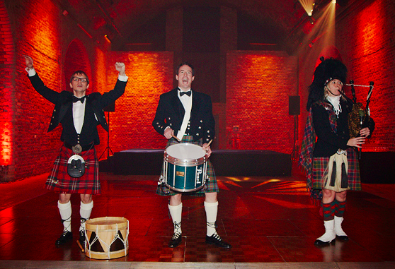 The piper and drummers open the Burns Night celebration. Credit: Simon Hanna