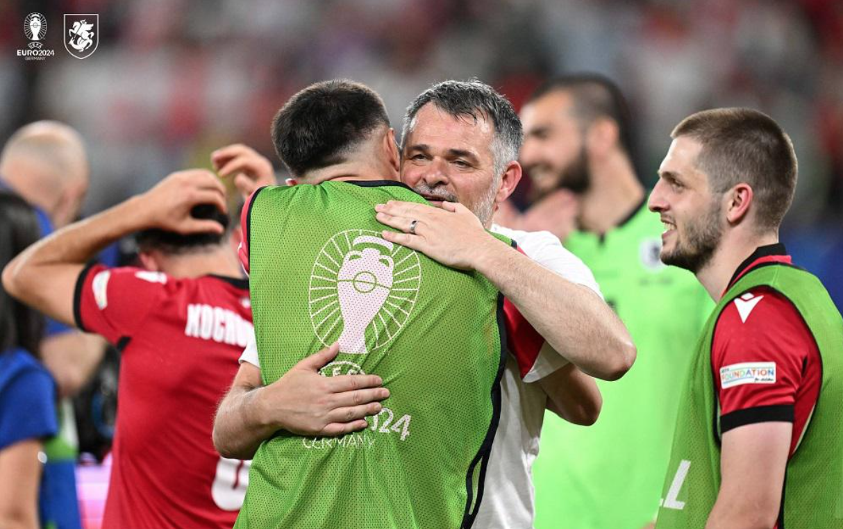 Willy Sagnol, the manager, after the marvellous victory tonight. Screengrab from UEFA
