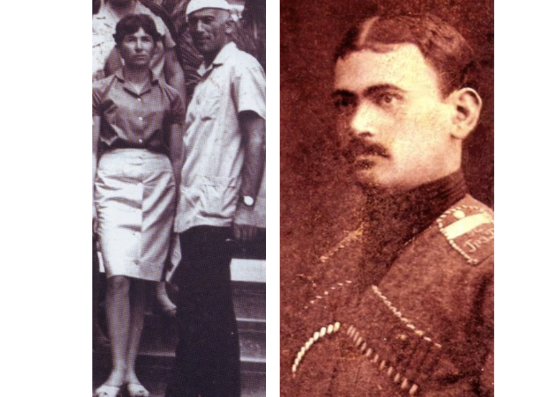 Chabua Amirejibi with his spouse Tamar Javakhishvili, and his uncle Shalva Amirejibi. Credit to Burusi/BRAMS