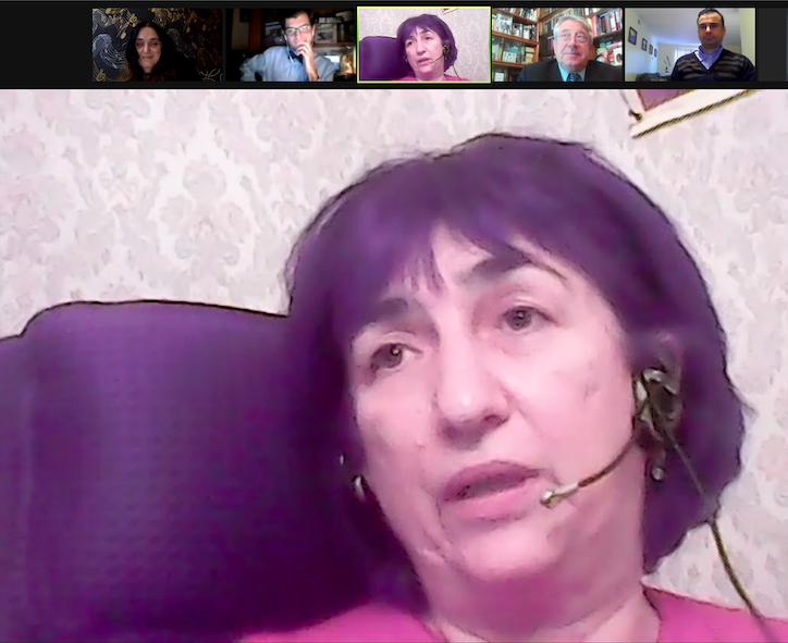 Prof Katie Rostiashvili with Prof Maia Nadareishvili, George Labadze, herself, Prof Vasil Kacharava, Prof Vasil Rukhadze during the panel (L-R). Credit to BRAMS (MN)