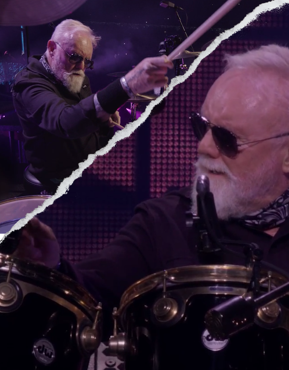 Roger Taylor is performing "Seven Seas of Rhye" (3). Credit to The Rhapsody Tour film