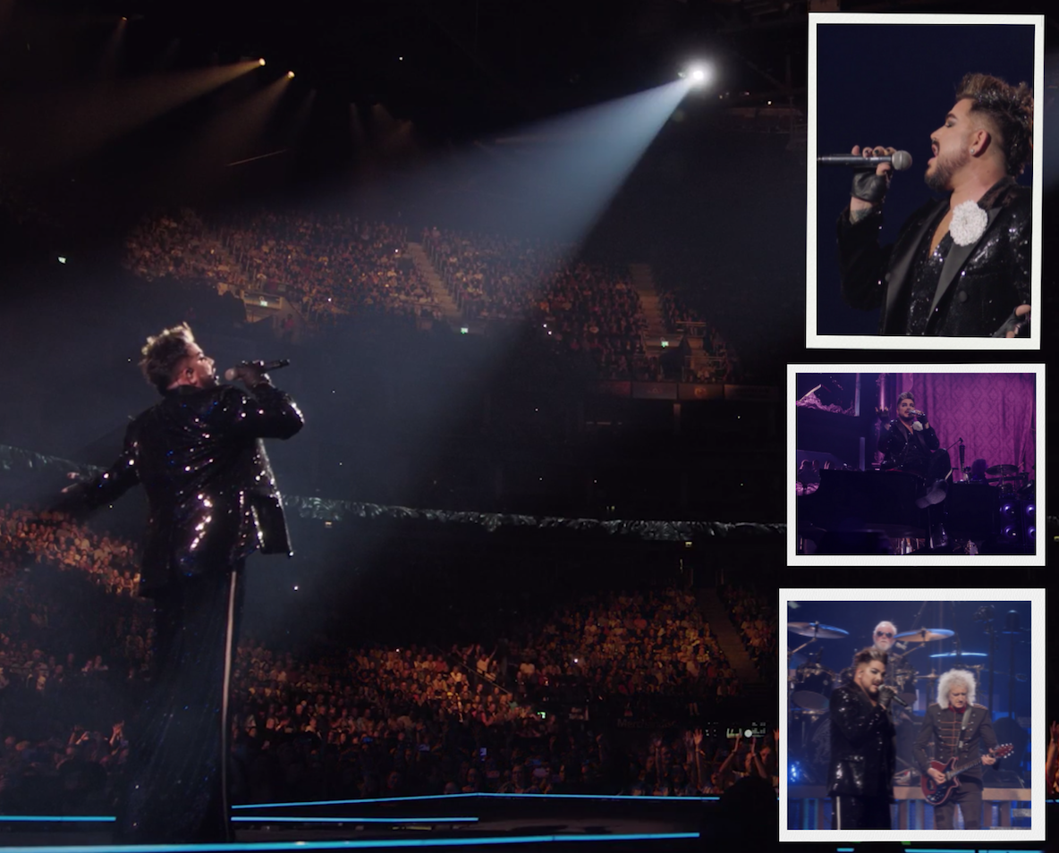 Adam Lambert is performing "Seven Seas of Rhye" with Brian May and Roger Taylor (3). Credit to The Rhapsody Tour film