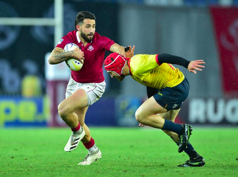 Giorgi Kveseladze during the final match of the Rugby European Championship 2022. Credit: Tamuna Kulumbegashvili/Xinhua News