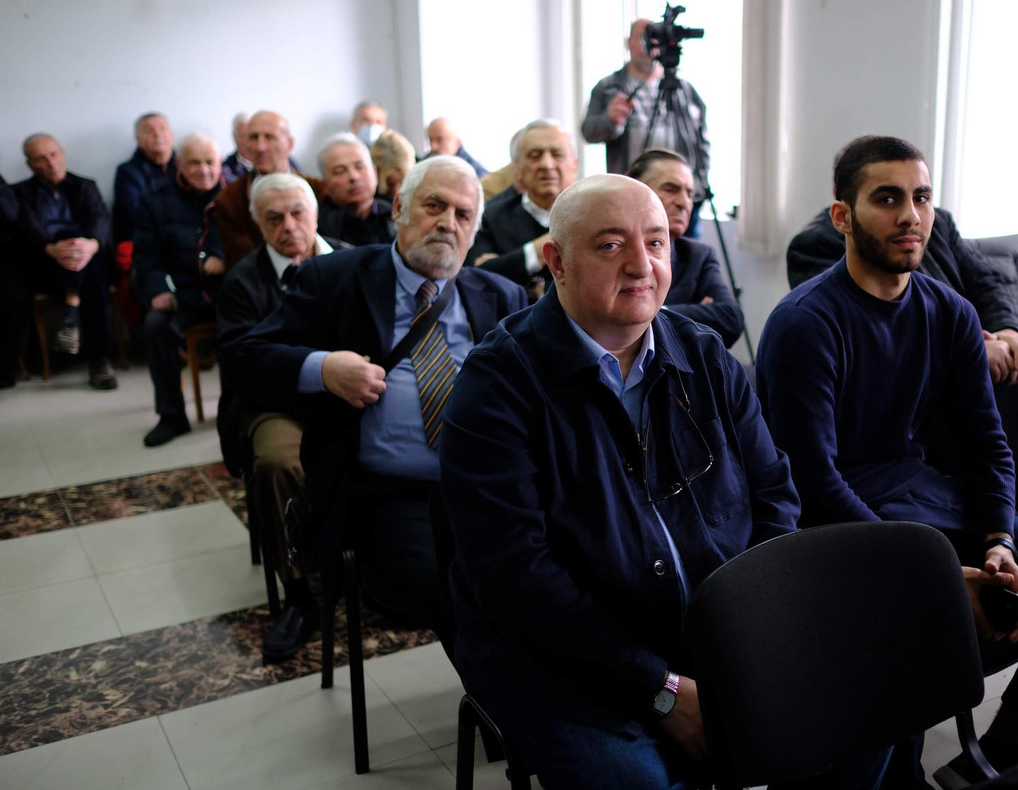 Journalist Koka Kandiashvili with the colleagues during the CUJG election 2023. Credit to Reportiori