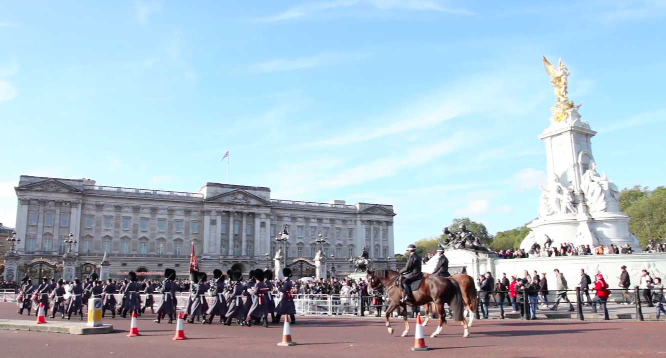 Royal guard parade in front of Buckingham Palace. Credit: Video Blocks