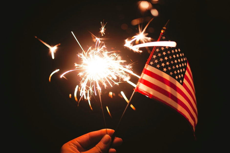 Sparkles and the US flag. Credit: StockSnap