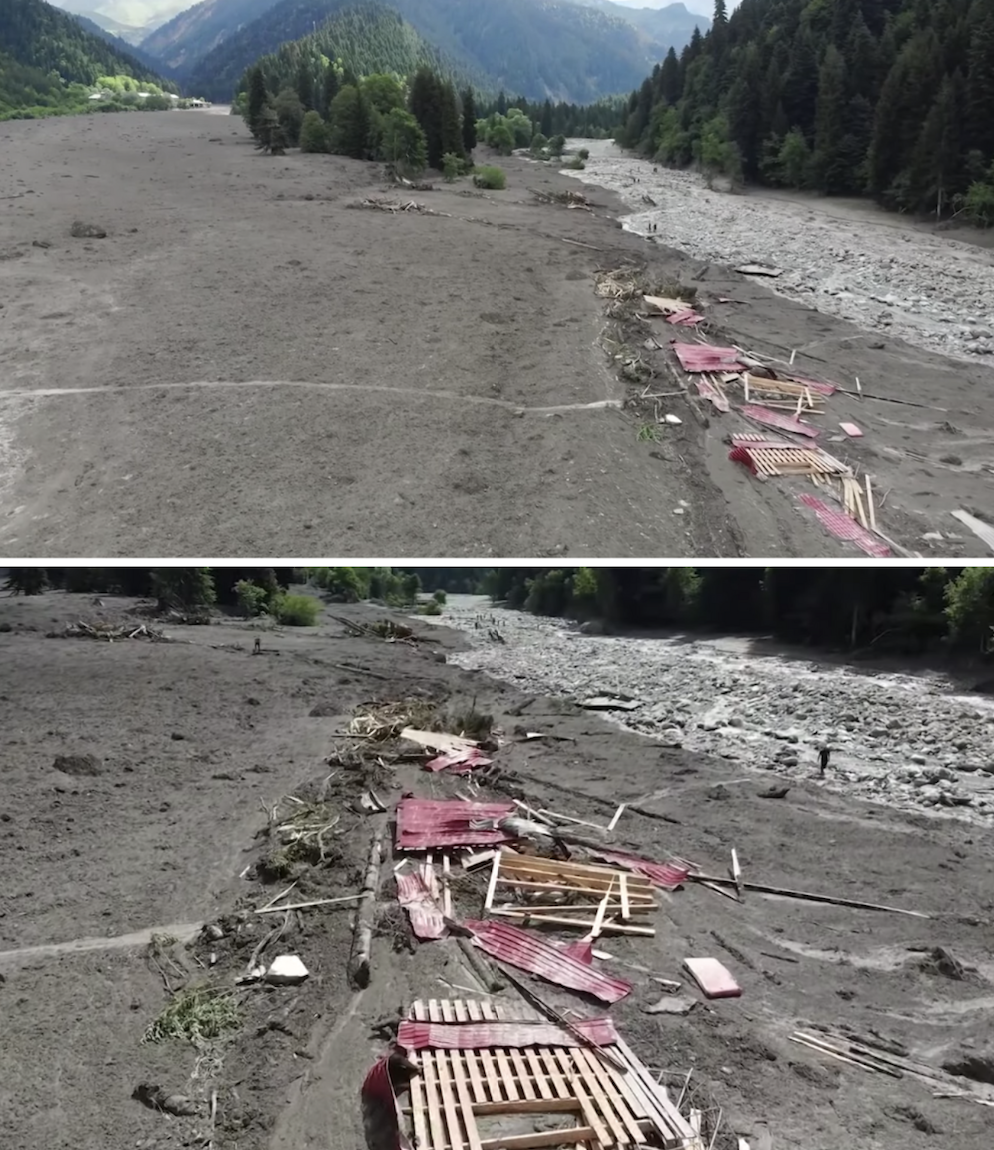 The Shovi landslide. Screengrab/BRAMS