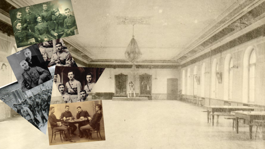 The dance hall at the Cadet School, Tbilisi; General George Kvinitadze; Georgian cadets in France and Poland after 1921. Credit to Kvira/BRAMS