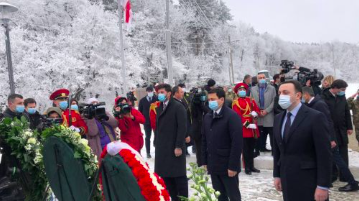 The government of Georgia pays tribute to the fallen on Soviet Occupation Day of Georgia, 2021. Screengrab from Mtavari