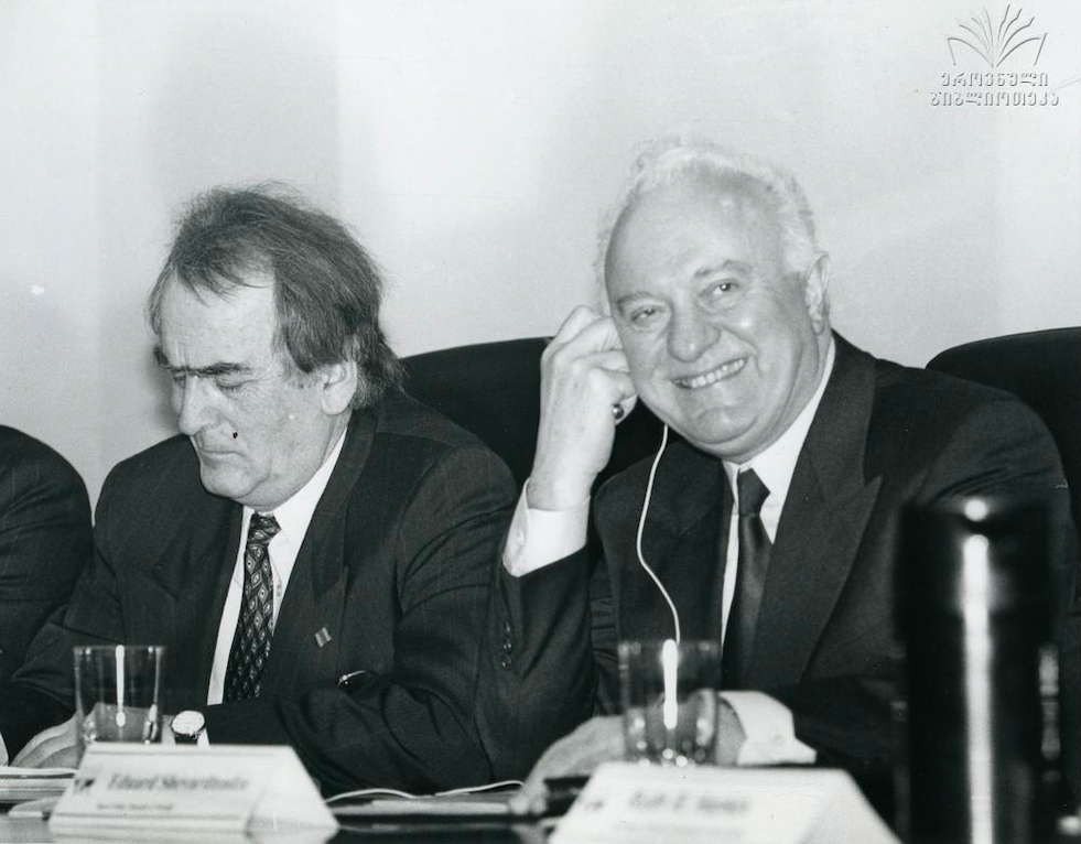 Gela Charkviani (L) and Eduard Shevardnadze (R). Credit to NPLG