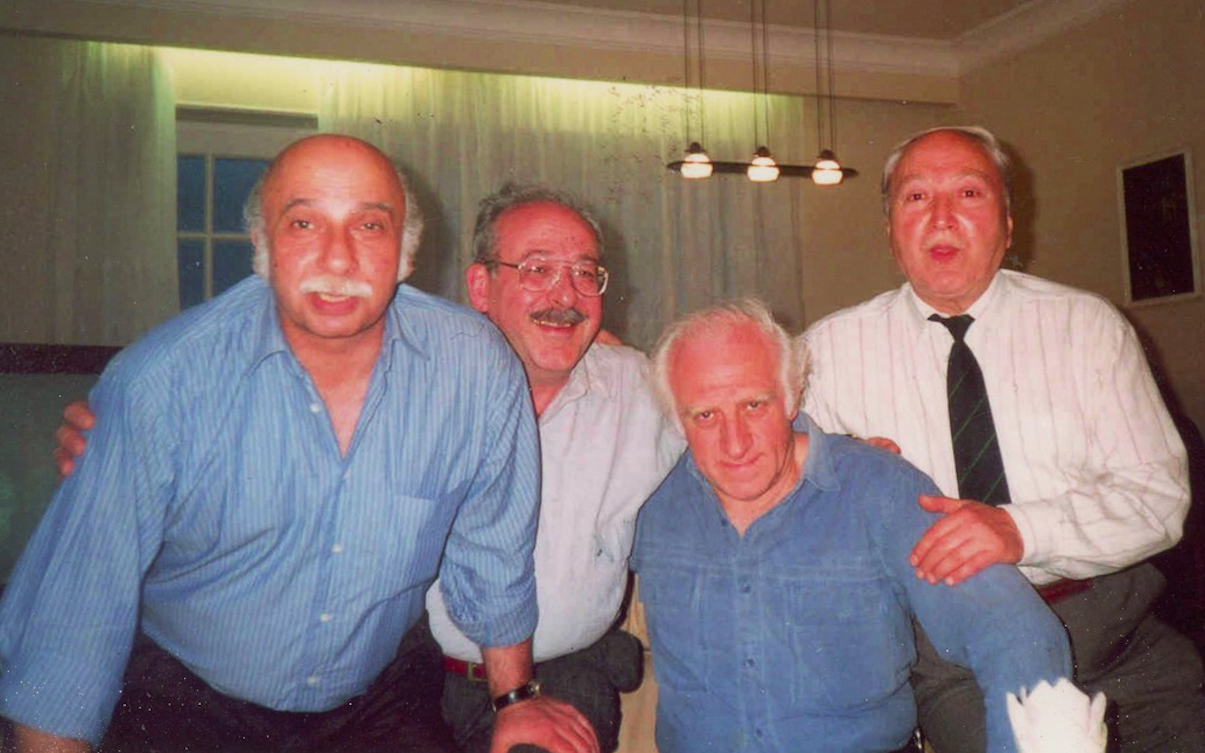 Giya Kancheli (1935-2019), a friend, Jansug Kakhidze (1936-2002), and Bidzina Kvernadze (1928-2010). Credit: Nestan Meskhi