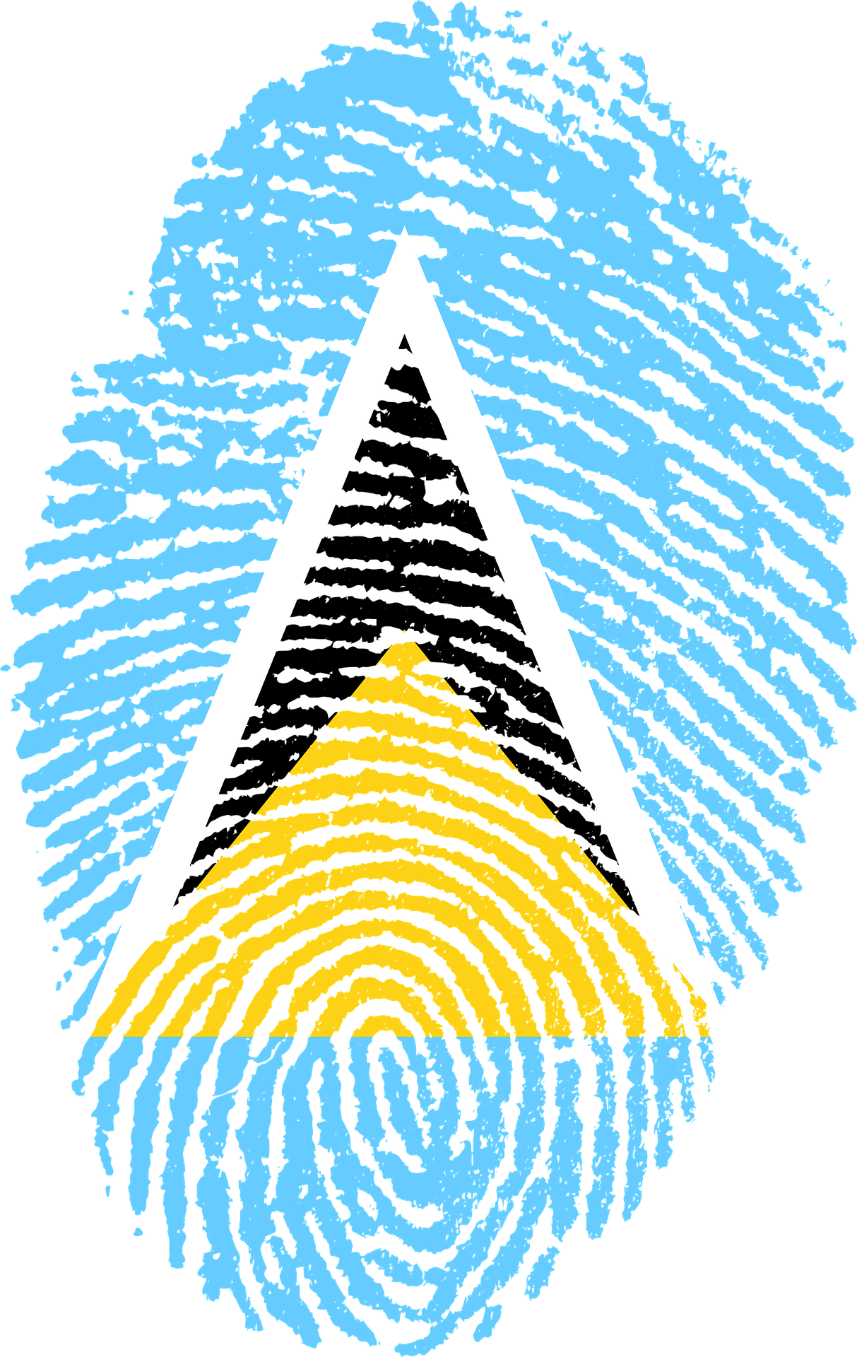 Saint Lucia flag fingerprint. Credit to Kurious