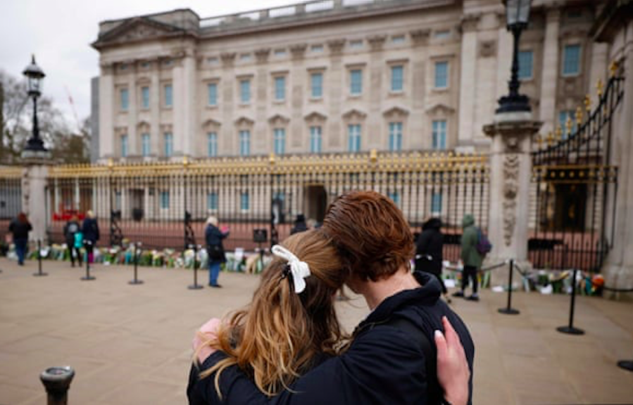 Well-wishers leave floral tributes to Britain’s Prince Philip. Credit to Tolga Akmen/AFP/Getty Images