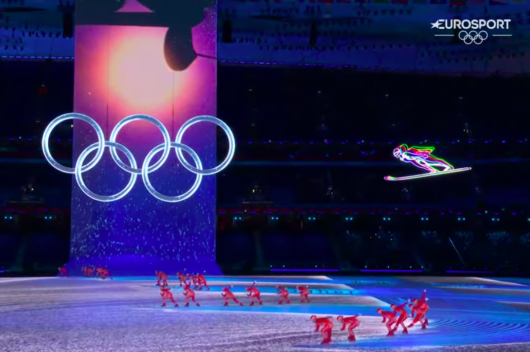 A ski jumping at this exact angle was first performed by Georgian sportsman Koba Tsakadze. Screengrab from Eurosport