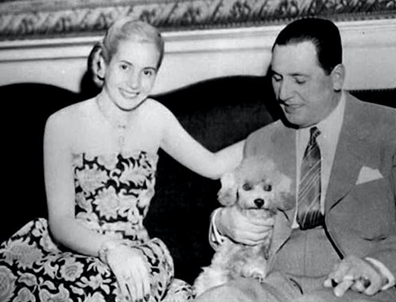Eva and Juan Perón with their dog. Credit: World Press
