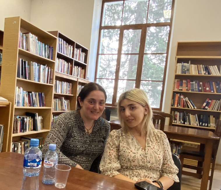 Professor Maia Nadareishvili (L) and Doctoral student Mariam Meparishvili (R) at the TSU Colloquia. Credit to BRAMS Institute