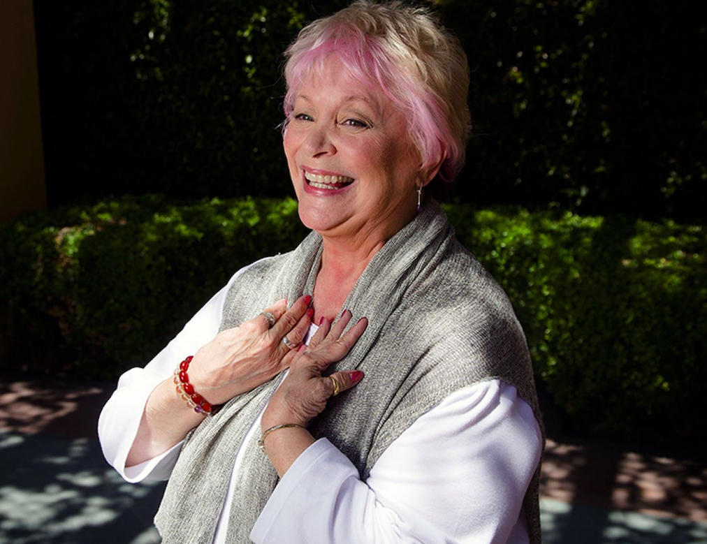 Russi Taylor stands amidst the long shadows at the Disney Legend Plaza at Disney Studios in Burbank, CA. Credit: Los Angeles Times/AP