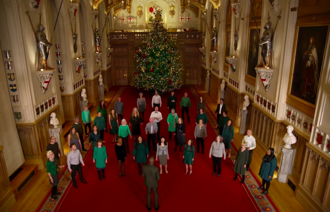 The Singology Community Choir directed by Mark De-Lisser, recorded their own Christmas carol. Screengrab from the Royal Family's YouTube channel