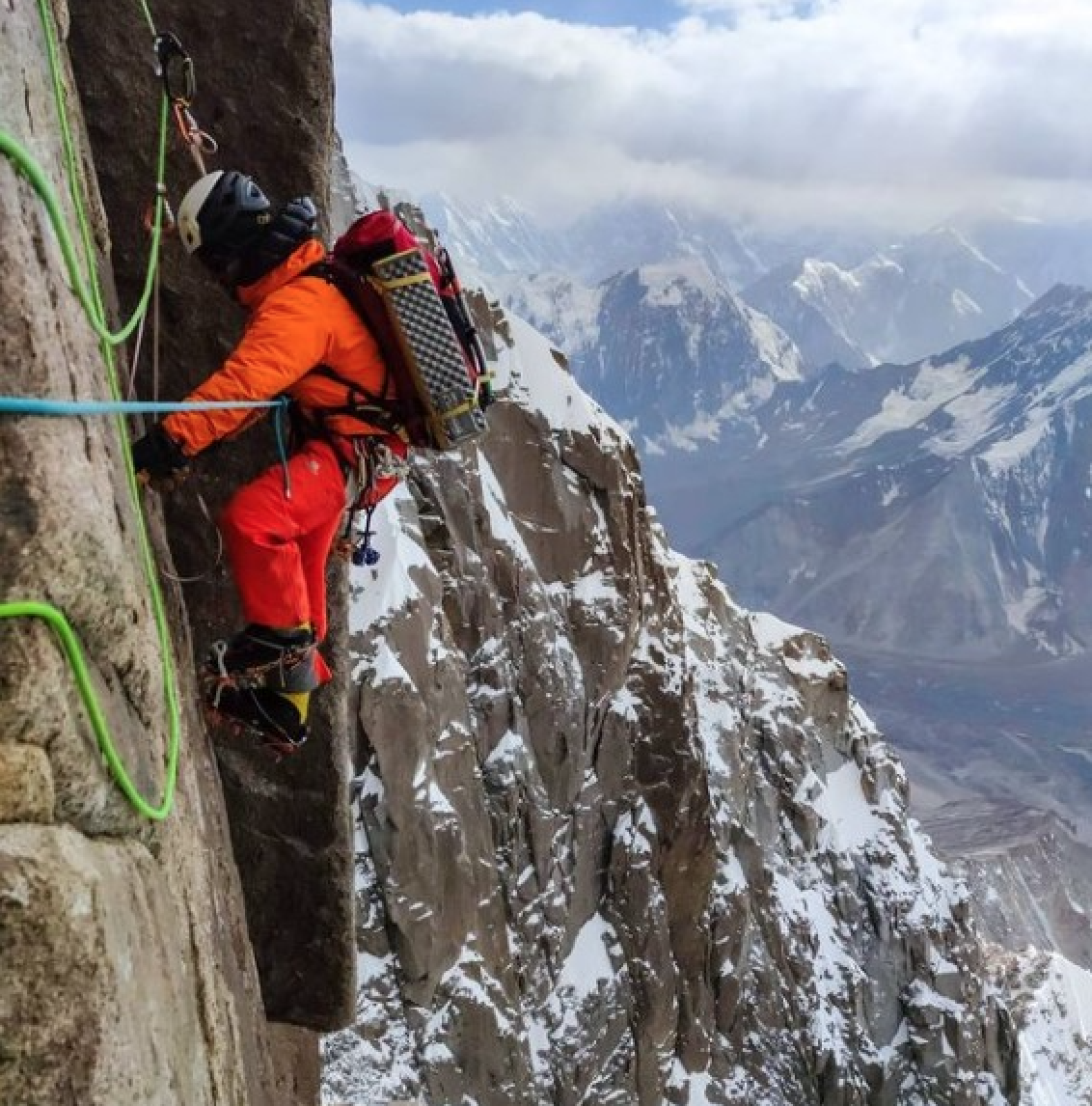Climbing and singing away the fear. Credit to Archil Badriashvili