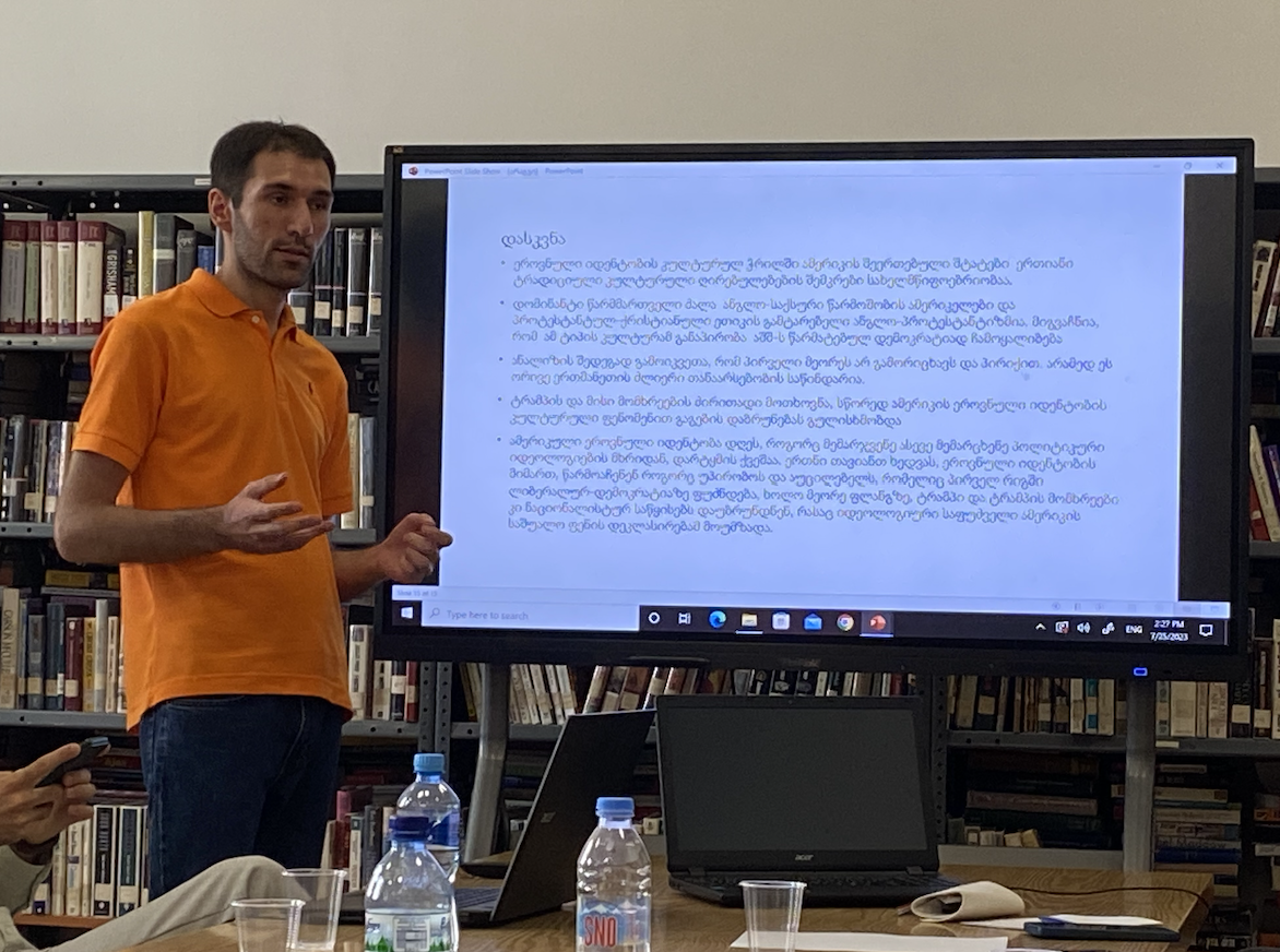 Doctoral student George Tatarashvili gives his colloquium at TSU. Credit to BRAMS Institute