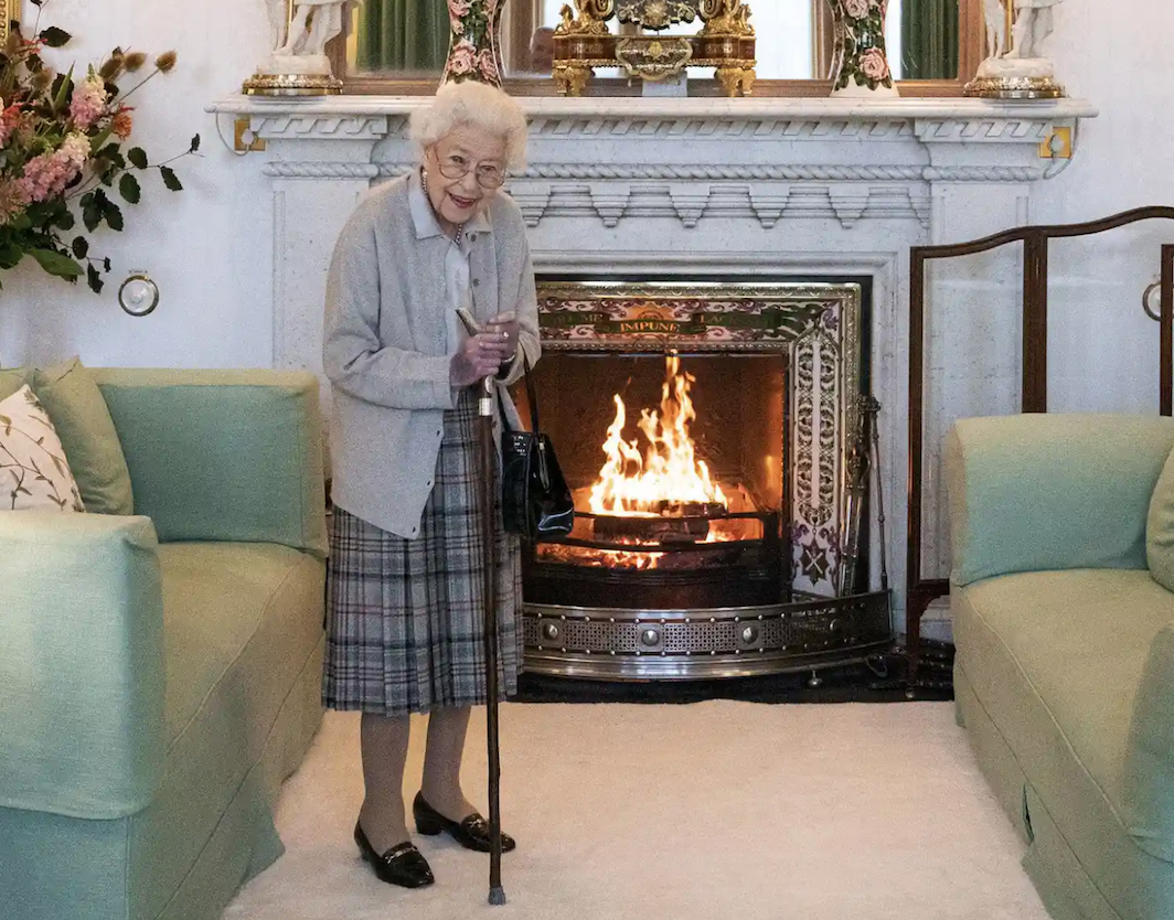 Queen Elizabeth II waits in the drawing room before receiving Liz Truss for an audience at Balmoral, Scotland, on 6 September 2022. Credit to Jane Barlow/AP