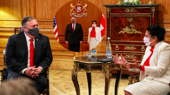Secretary Pompeo and President Salome Zourabichvili. Retrieved from US Embassy to Georgia via Facebook & Official website of the President of Georgia / Created by BRAMS