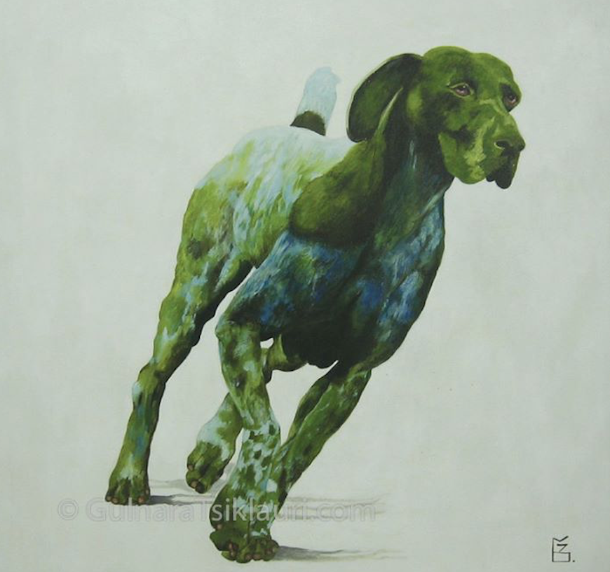 A green dog, by Gulnara Tsiklauri. Retrieved from Facebook