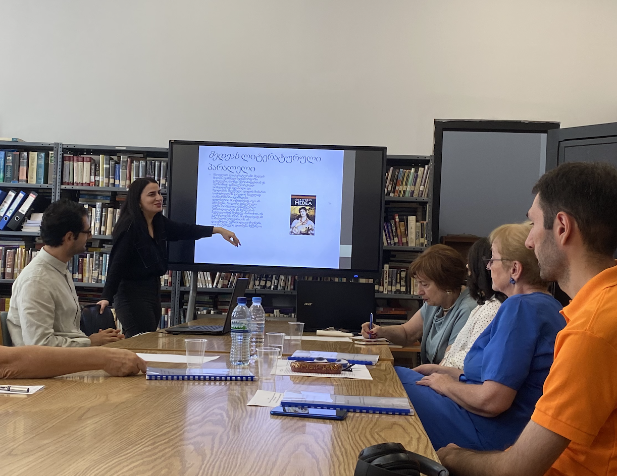 Doctoral student Ketevan Khokhiashvili gives her colloquium at TSU. Credit to BRAMS Institute